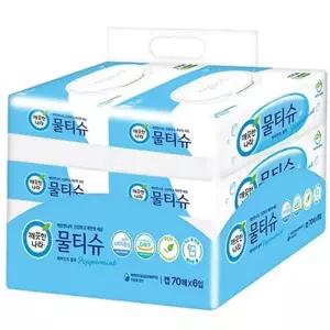 깨끗한나라 캡형 물티슈 온가족 데일리 깨끗한나라 캡형 물티슈 신생아 순한 70매 6개 다용도 휴대용