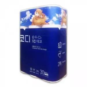 코디 순수 데코 3겹 30M 30롤 화장지 롤티슈 1개 - O_23374056