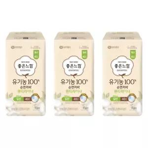 좋은느낌 유기농 순면 라이너 일반 40매 x 3개