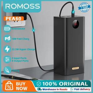 ROMOSS PEA60 강력한 전원 은행 60000mAh 22.5W QC3.0 SCP Xiaomi 14 iphone 용 고속 충전 외장 배터리