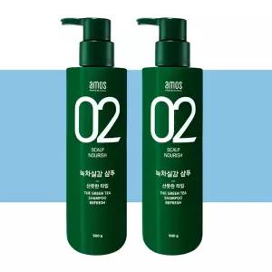 아모스 녹차실감 지성샴푸 지성용 산뜻한 타입 500gX2박스