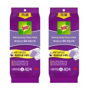 3M 욕실 베이킹소다 크린스틱 시트타입 소형 40입X2팩