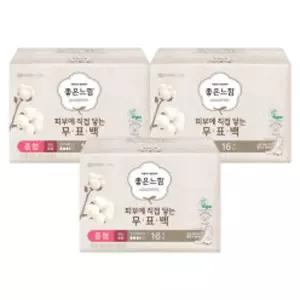좋은느낌 무표백100% 유기농순면커버 날개형 맥시슬림, 중형, 16매, 3개