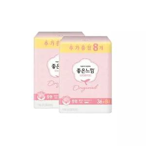 좋은느낌 생리대 울트라 오리지널 중형 36+8매 X 2팩 날개형_