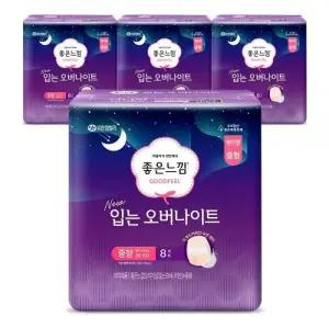 좋은느낌 밤 생리대 입는 오버나이트 팬티형 중형 8매 4팩