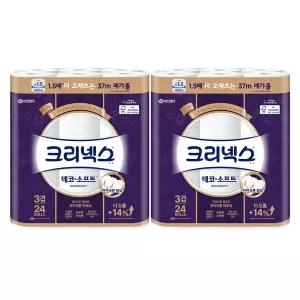 크리넥스 3겹 생필품 위생용품 데코 앤 소프트 화장지 37m 24개입 2개
