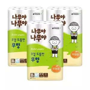 나무야 나무야 3겹 도톰한 무향 30m 30롤 3팩