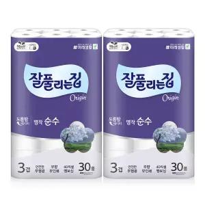 잘풀리는집 명작순수 화장지 30M 30롤 2개
