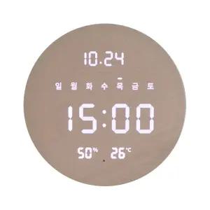 지성아이엔씨 벽걸이형 원형 LED 시계 29cm 루나 무선 데이 매장 요일 날짜 사무실용 디자인 시계