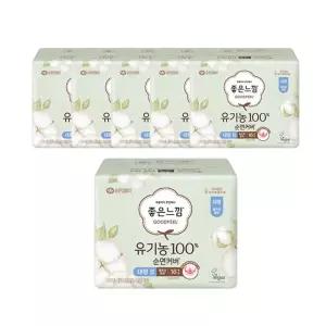 좋은느낌 유기농100%순면커버 날개형 울트라슬림, 대형, 16매, 6개