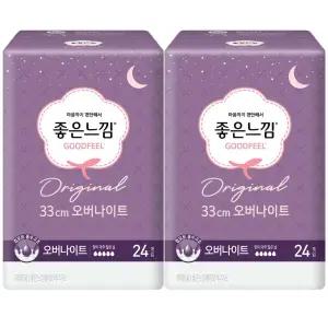 좋은느낌 날개형, 오버나이트, 24매, 2개