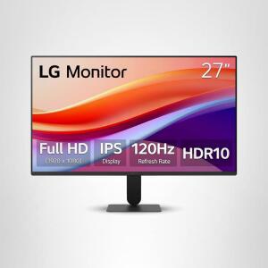 27U411A-B 27인치 풀 HD 1920 x 1080 IPS 컴퓨터 모니터, 120Hz, HDR10, 리더 모드, 플리커 세이프, HDMI, 슬림 스탠드 베이스, 블랙