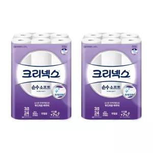 크리넥스 천연펄프 3겹 순수소프트, 37m, 24롤, 2개