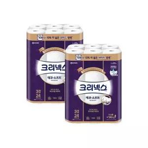 화장지 3겹 데코앤소프트 와이드 33m 24롤 2팩