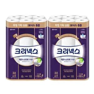 크리넥스 데코소프트 수딩+ 3겹 24+6롤 x 2팩 /화장지/휴지