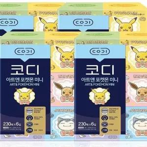코디 미니 각티슈 포켓몬 230매6입4팩 곽티슈 미용티슈 사각(SH) (461...