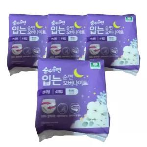 순수한면 입는 오버나이트, 특대형, 4매, 4개