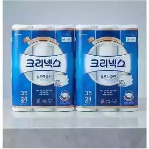 크리넥스 3겹 울트라클린 25M 24롤 2팩 화장지 휴지 두루마리 [수}