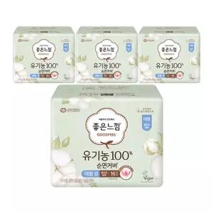 좋은느낌 유100%순면커버 날개 울트라, 대형, 16매, 4개