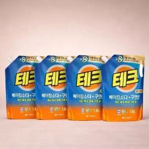 테크 베이킹소다+구연산 액체세제 일반드럼 겸용 1.8L 4개