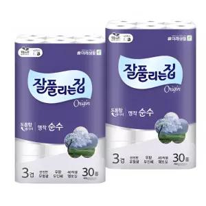 잘풀리는집 명작순수 화장지 30M 30롤 2팩