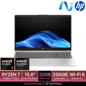 HP 옴니북 3 15-fc0731AU 32GB램 (SSD 256GB) 15.6인치 FHD 최신 AI 노트북R7 7730U 사무용 업무용 노트북