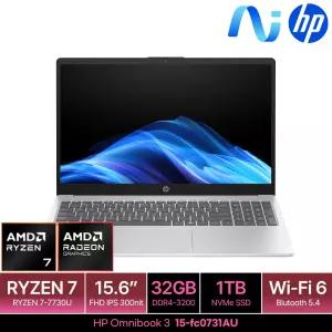 HP 옴니북 3 15-fc0731AU 32GB램 (SSD 1TB) 15.6인치 FHD 최신 AI 노트북R7 7730U 사무용 업무용 노트북
