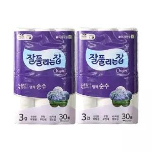 잘풀리는집 명작 순수 화장지 30m 30롤 2팩