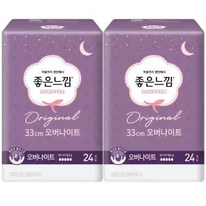 좋은느낌 날개형, 오버나이트, 24매, 2개