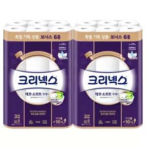 크리넥스 데코앤소프트 수딩플러스 3겹 화장지 25m 30롤 X 2팩