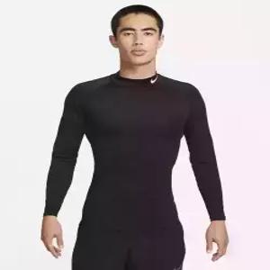 나이키 nike 프로 드라이 핏 피트니스 모크넥 긴소매 탑 M - 블랙화이트 FB7909-010