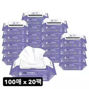 숨 프리미엄 물티슈 100매 20팩 캡형 도톰한 대용량 엠보싱 갓성비 저자극