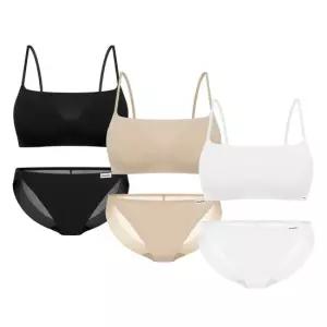 Wonderbra 에어 스퀘어넥 브라팬티 6종세트 화이트베이지블랙 WBW6N010203_T