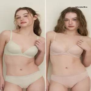 [원더브라][Wonderbra] 퓨징 볼륨 노와이어 브라팬티 8종세트 크림+올리브그린+파우더베이지+블랙 WBW5N202