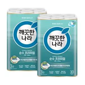깨끗한나라 순수 프리미엄 더클래스 30m 30롤 2팩