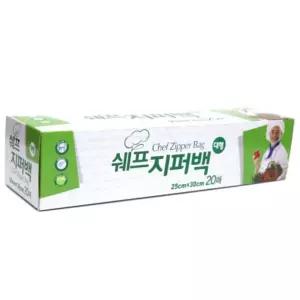 쉐프 지퍼백 비닐팩 비닐 봉투 지퍼팩 25x30cm 20매