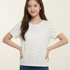 행텐틴즈 동백01 여아 도트 프린트 반팔 티셔츠화이트  14570-131-443-05-003