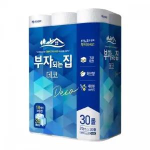 부자되는집 데코 3겹 30롤 27M 3개입 허브향 롤화장지 무형광
