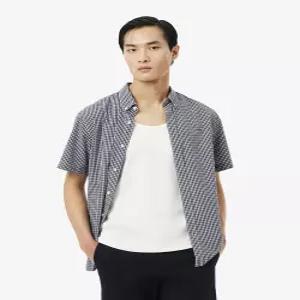 매장정품 라코스테 LACOSTE CH2346 56G522 남성 라이트 포플린 깅업 체크 반팔 셔