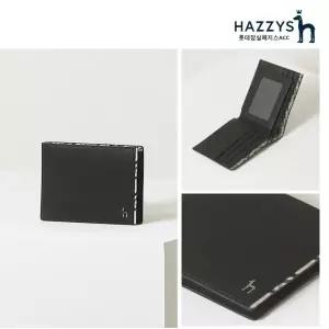 [롯데백화점]헤지스ACC [선물포장]HJWA2F291BK_블랙 라인배색 소가죽 반지갑