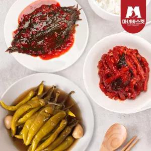 밥도둑 3종 반찬 무말랭이1kg+깻잎무침1kg+간장고추1kg