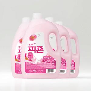 피죤 섬유유연제 3100ml 4개 용기 핑크로즈 대용량