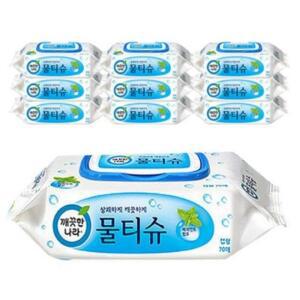 깨끗한나라 부드러운 순면감촉 레이온 함유 원단 페퍼민트 추출물 함유 물티슈_캡형 70매 10팩