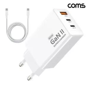 COMS 65W 3포트 USB+C타입 고속충전기(케이블포함) LB065