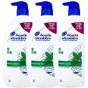 헤드앤숄더 쿨 멘솔향 샴푸 850ml 3개 ~ 비듬 가려운 기름진 두피 용기 본품 펌프형