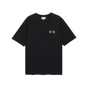 [메종키츠네]메종키츠네 남성 더블 폭스 헤드 컴포트 티셔츠 블랙 OM011CFKJ7025-P190