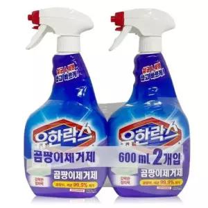 유한락스곰팡이제거제 유한락스 2입) 욕실청소 주방 곰팡이제거제(본품600ml