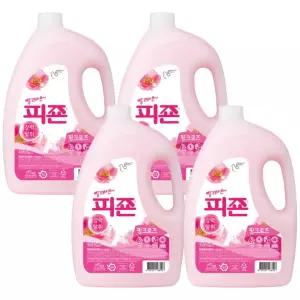 피죤 강력탈취 섬유유연제 레귤러 핑크로즈, 3.1L, 4개