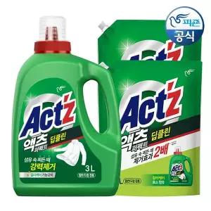 [피죤]액츠 세탁세제 퍼펙트 딥클린 3L 용기+2.2L 리필 x 2개