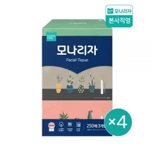 모나리자 펄프 각티슈 미용티슈 250매 3입 4팩
